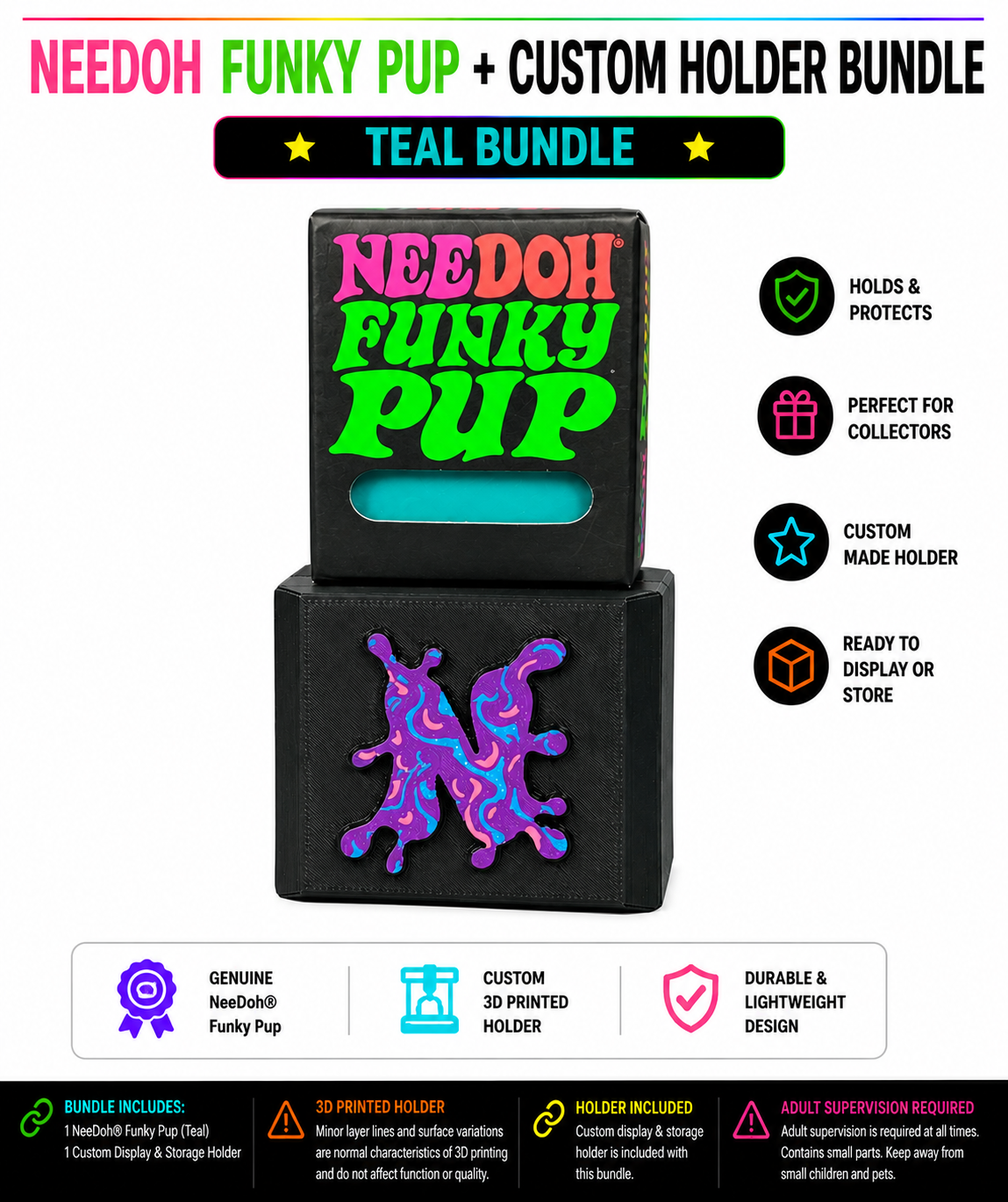 Schylling NeeDoh® Funky Pup Compatible Display & Storage Holder Bundle - 3 LEFT!!