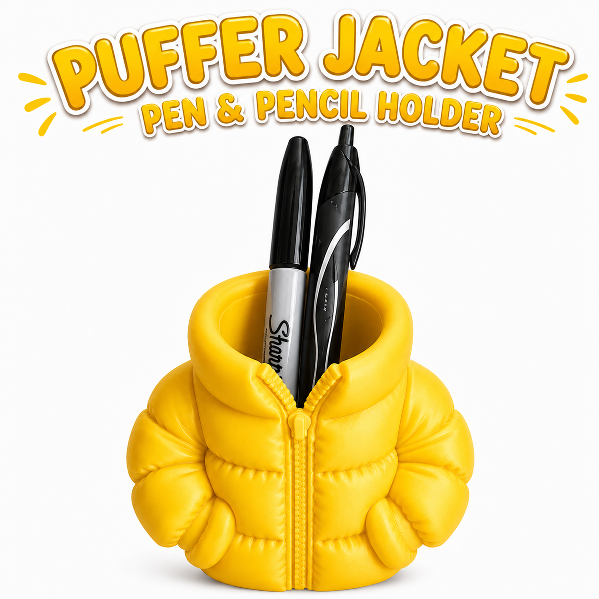 Puffer Jacket Pen & Pencil Holder | Unique Desk Organizer | Multiple Colors | Office Gift