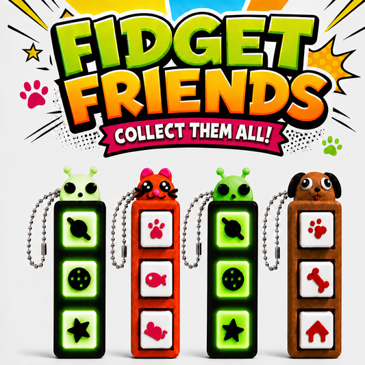 Fidget Friends™ 3-Key Clicker Keychain | Sensory Fidget Toy | Collectible Backpack Charm & Gift