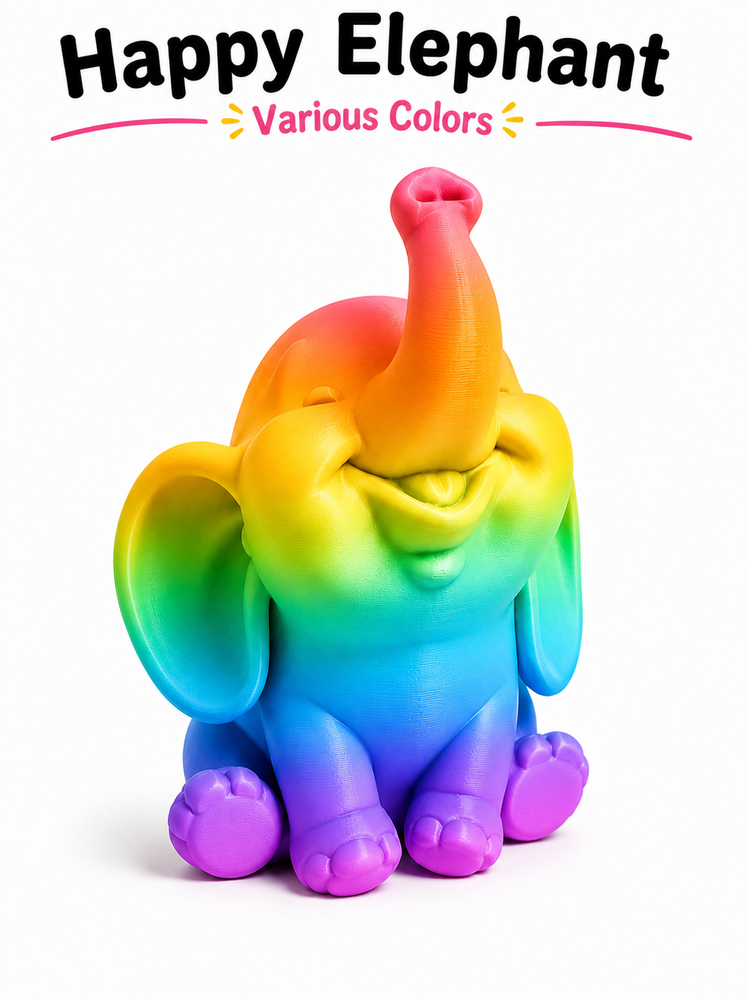 Happy Elephant Collectible Figure | Glow-in-the-Dark Option | Desk Décor & Cute Gift