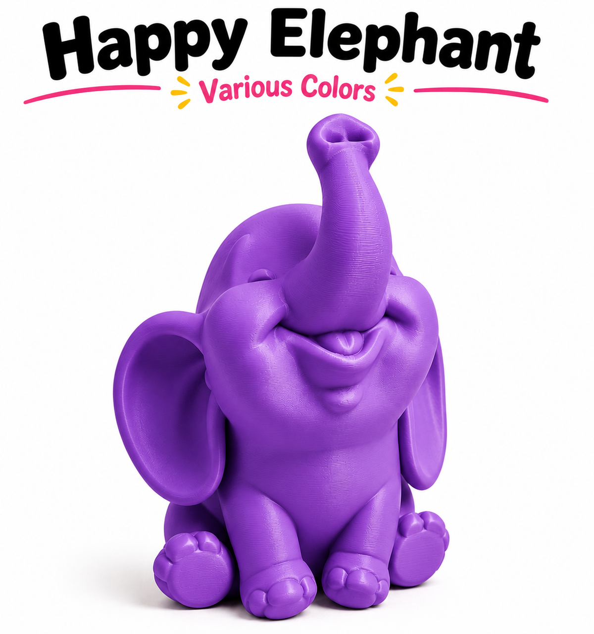 Happy Elephant Collectible Figure | Glow-in-the-Dark Option | Desk Décor & Cute Gift