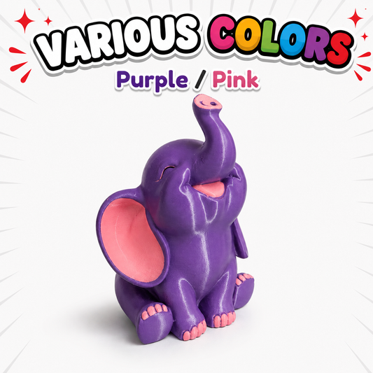 Happy Elephant Collectible Figure | Glow-in-the-Dark Option | Desk Décor & Cute Gift
