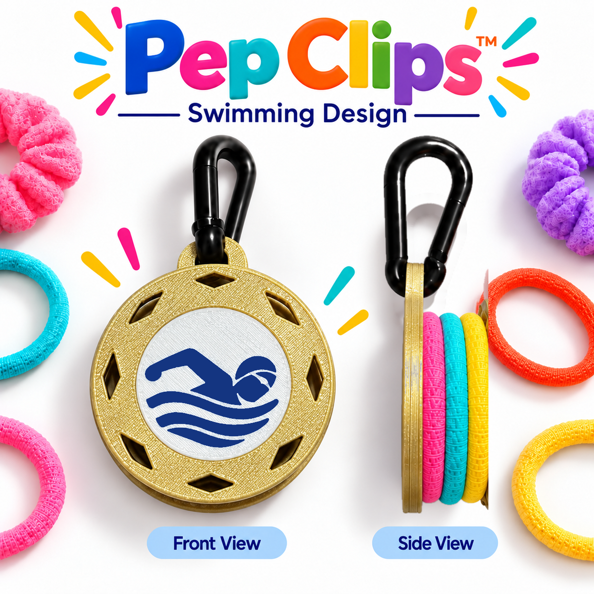 Pep Clips™ Hair Tie Holder | Sports, Team & Activity Designs