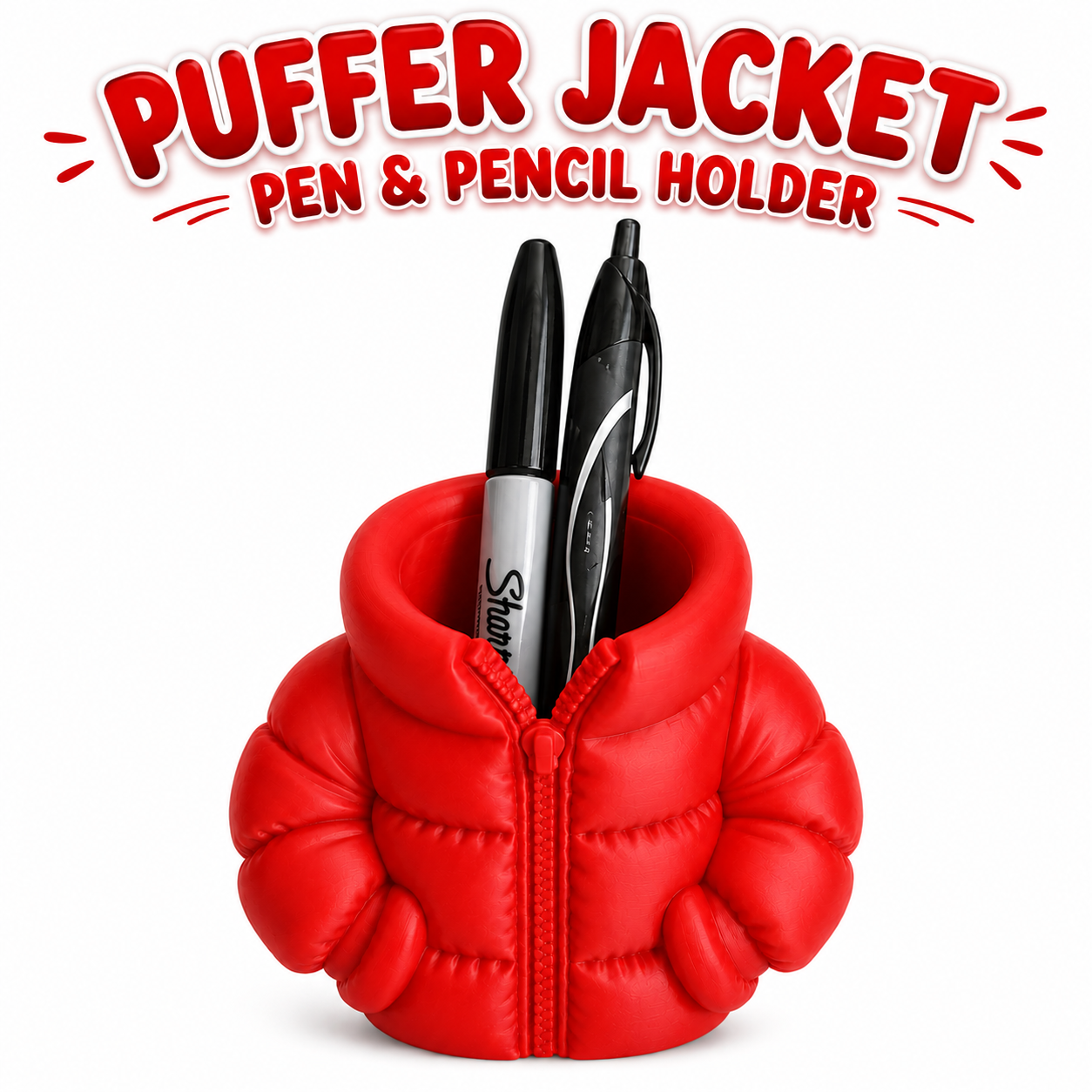 Puffer Jacket Pen & Pencil Holder | Unique Desk Organizer | Multiple Colors | Office Gift