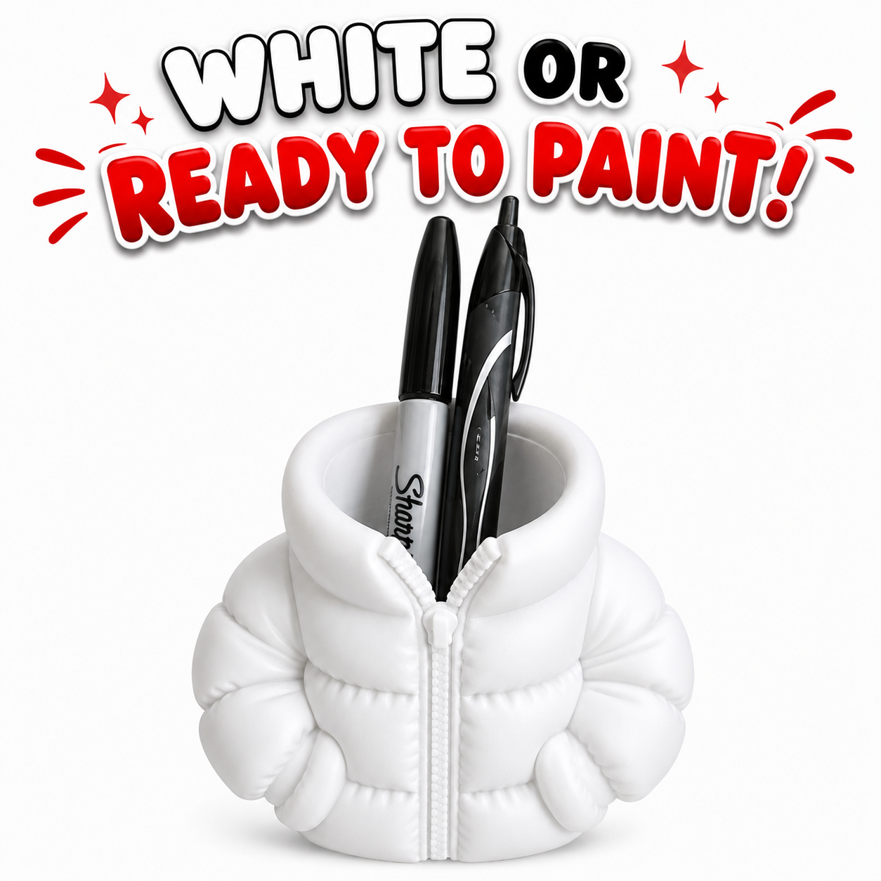 Puffer Jacket Pen & Pencil Holder | Unique Desk Organizer | Multiple Colors | Office Gift