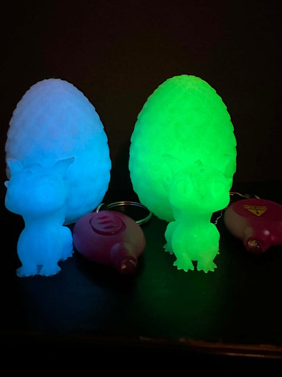 Glow Dragon Egg & Baby Dragon Gift Set with Blacklight Keychain