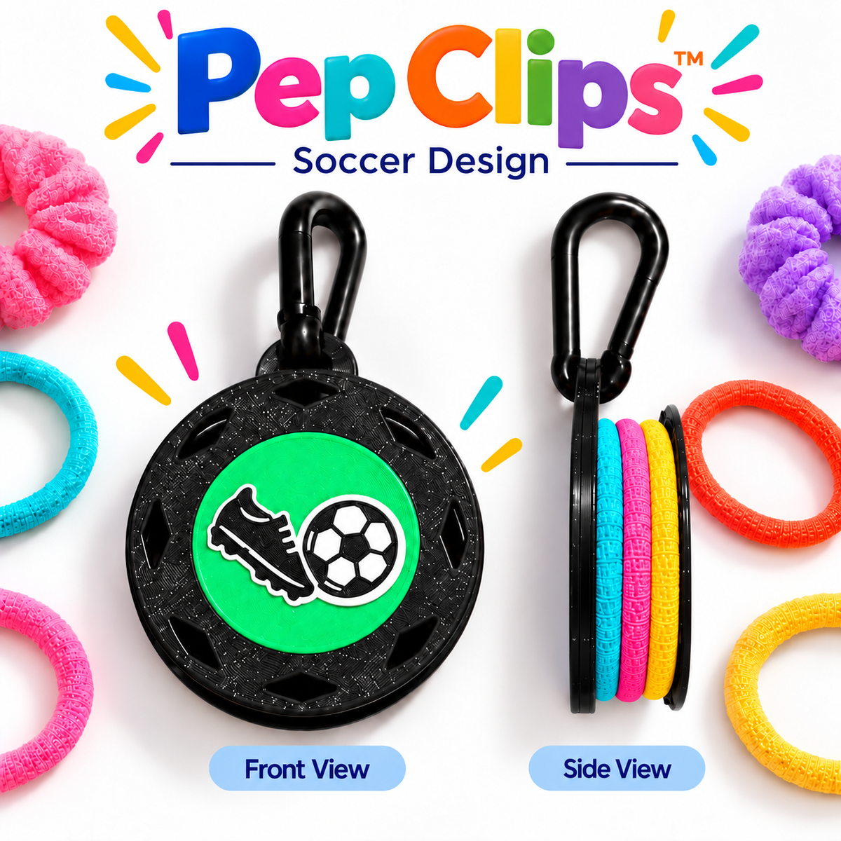 Pep Clips™ Hair Tie Holder | Sports, Team & Activity Designs