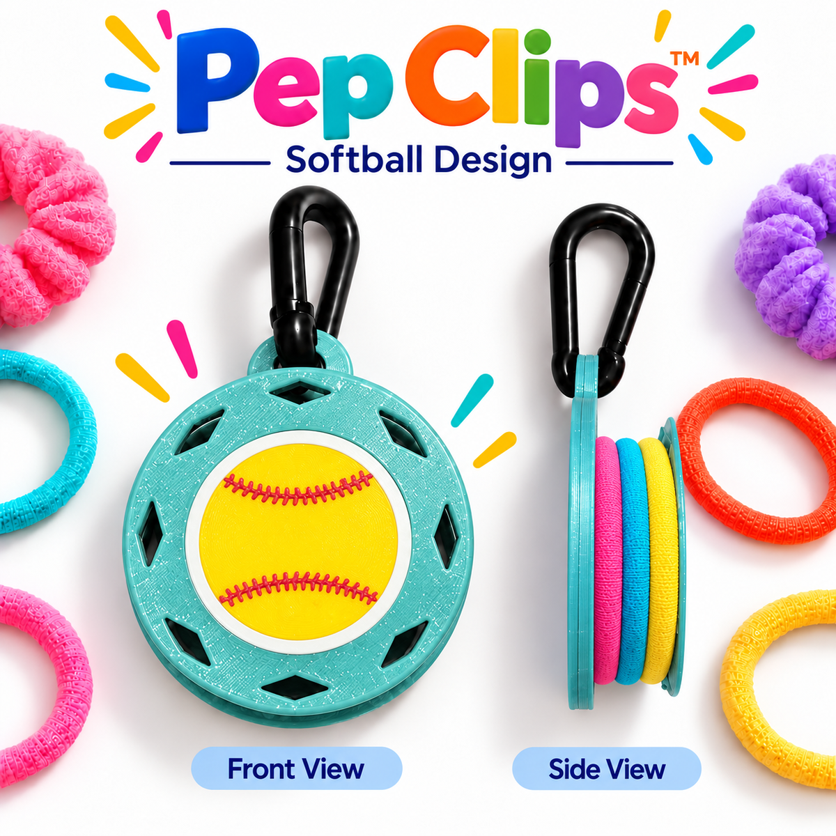 Pep Clips™ Hair Tie Holder | Sports, Team & Activity Designs