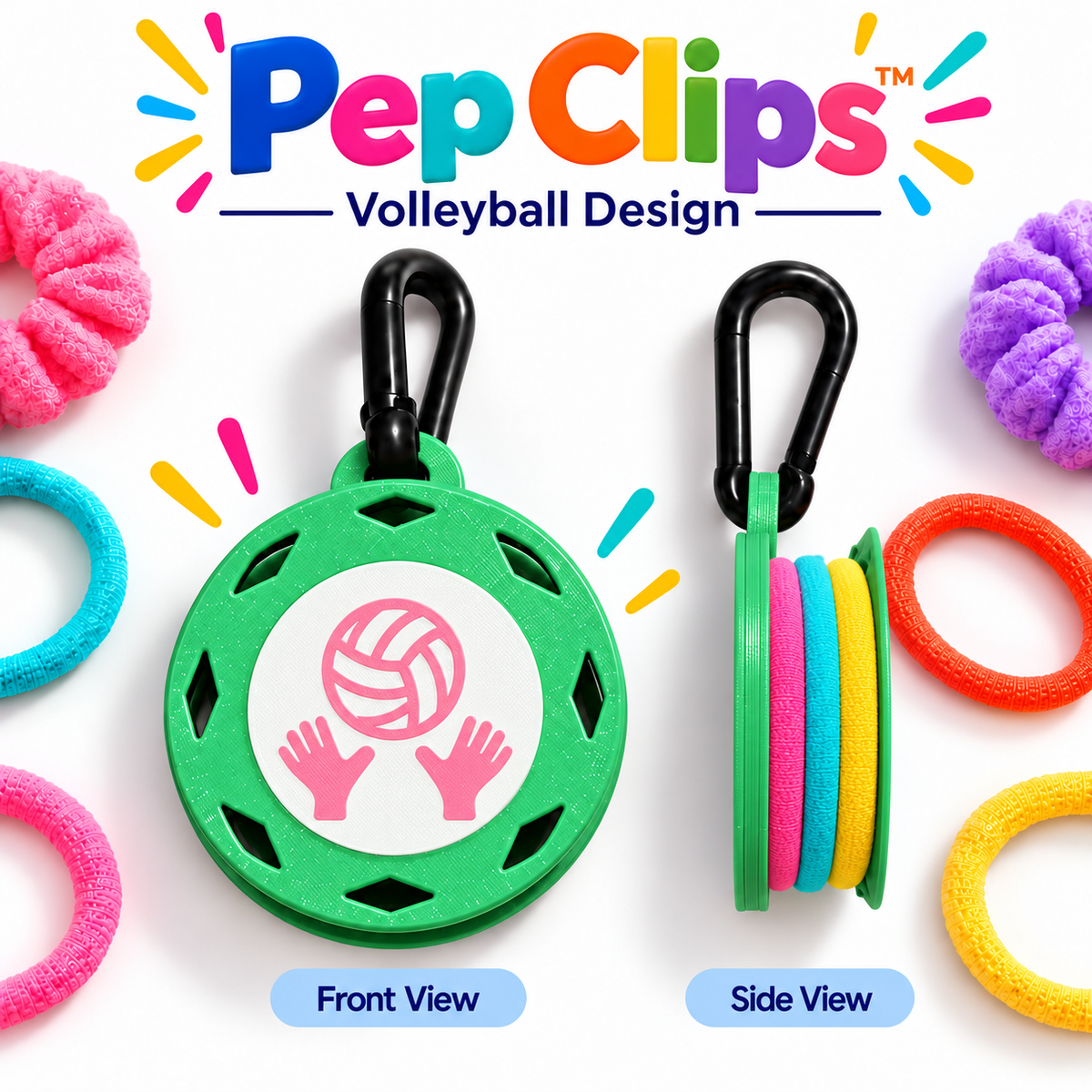 Pep Clips™ Hair Tie Holder | Sports, Team & Activity Designs
